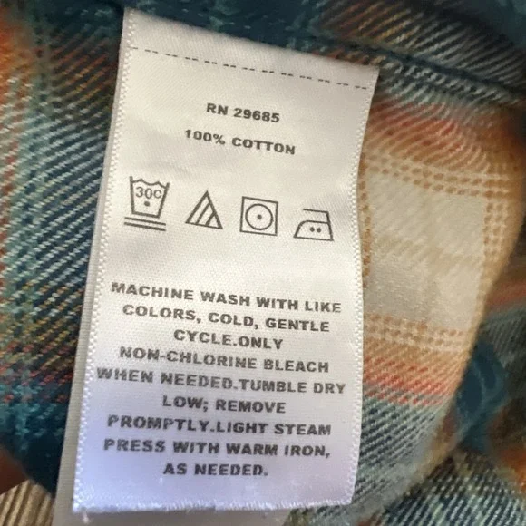 Pendleton Madison Double Brushed Flannel Blue Orange Button Shirt Womens Sz XL - Picture 5 of 6